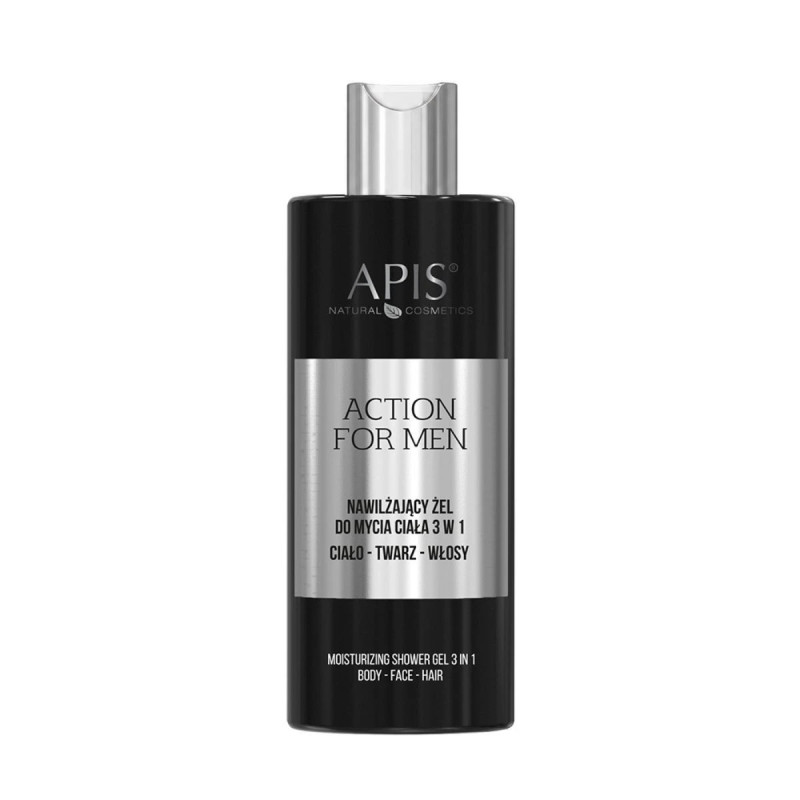 APIS ACTION FOR MEN - Nawilżający żel do mycia ciała 3w1 500 ml